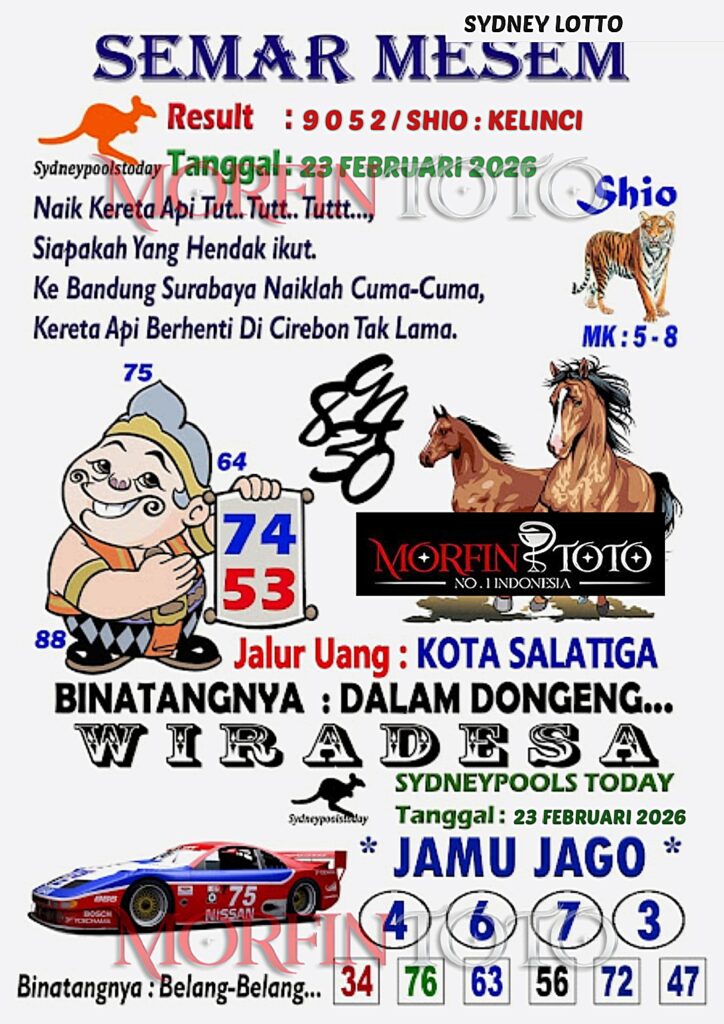 SYAIR TOGEL SEMAR MESEM SYDNEY LOTTO 23 FEBRUARI 2026