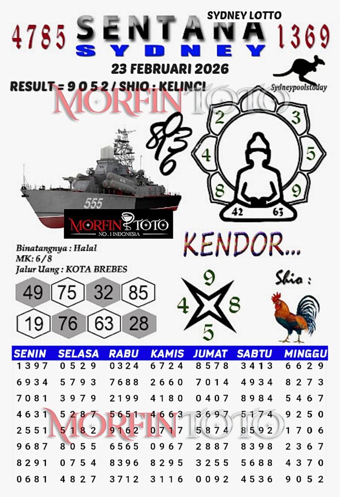 SYAIR TOGEL SENTANA SYDNEY LOTTO 23 FEBRUARI 2026