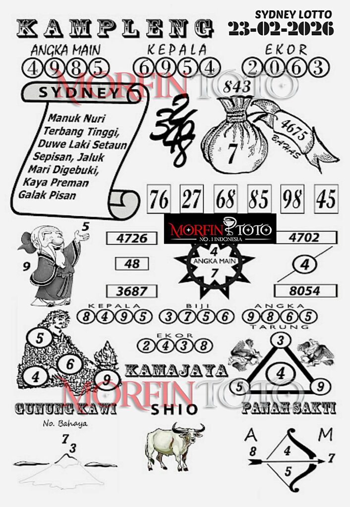 SYAIR TOGEL KAMPLENG SYDNEY LOTTO 23 FEBRUARI 2026