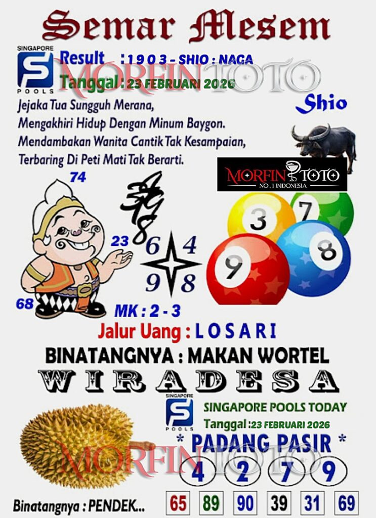 SYAIR TOGEL SINGAPORE SEMAR MESEM 23 FEBRUARI 2026
