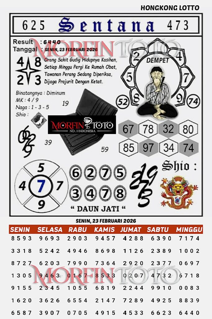 SYAIR TOGEL SENTANA HONGKONG LOTTO 23 FEBRUARI 2026