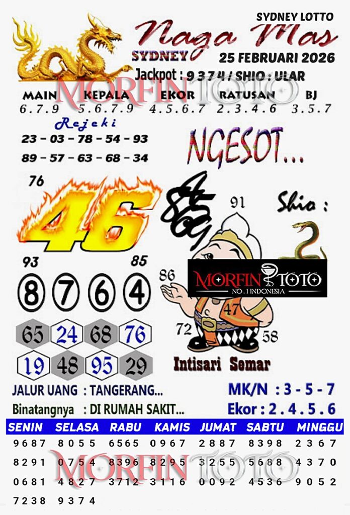 SYAIR TOGEL NAGA MAS SYDNEY LOTTO 25 FEBRUARI 2026