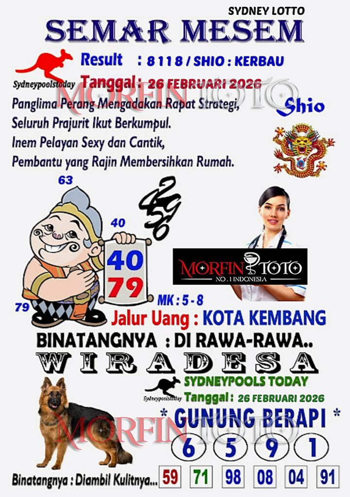 SYAIR TOGEL SEMAR MESEM SYDNEY LOTTO 26 FEBRUARI 2026