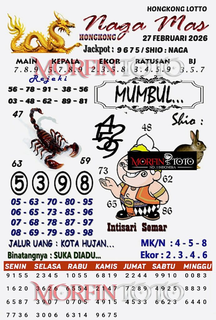 SYAIR TOGEL NAGA MAS  HONGKONG LOTTO 27 FEBRUARI 2026