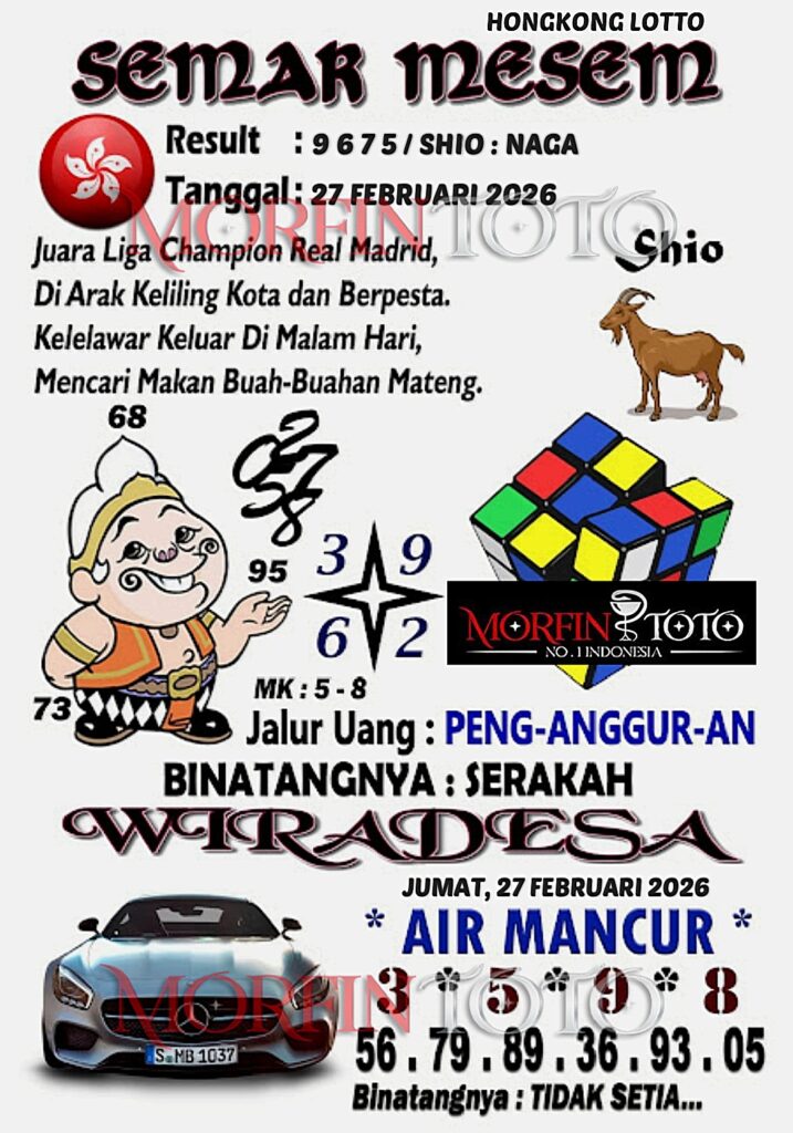 SYAIR TOGEL SEMAR MESEM  HONGKONG LOTTO 27 FEBRUARI 2026