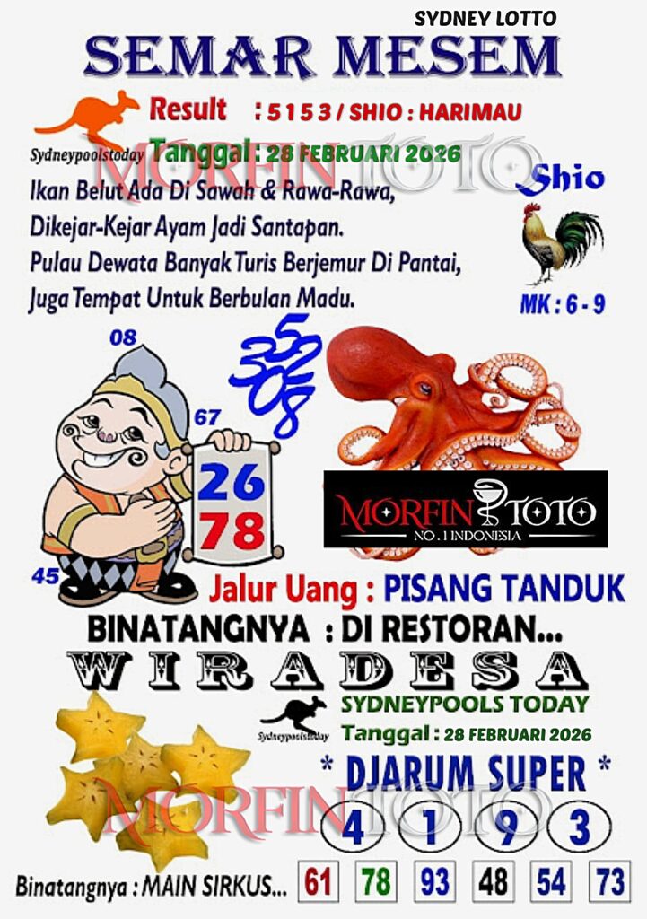 SYAIR TOGEL SEMAR MESEM SYDNEY LOTTO 28 FEBRUARI 2026