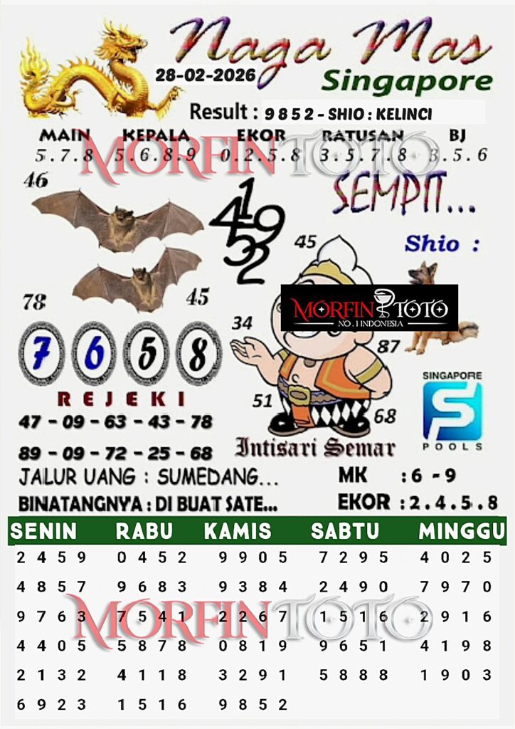 SYAIR TOGEL SINGAPORE NAGA MAS 28  FEBRUARI 2026