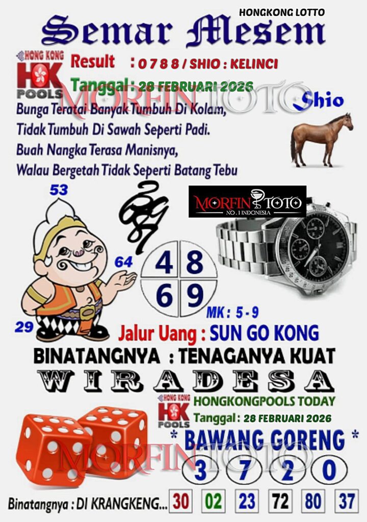 SYAIR TOGEL SEMAR MESEM  HONGKONG LOTTO 28 FEBRUARI 2026