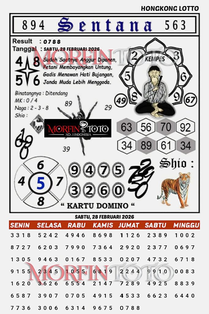 SYAIR TOGEL SENTANA  HONGKONG LOTTO 28 FEBRUARI 2026