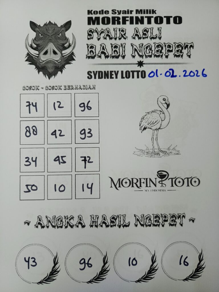 SYAIR TOGEL BABI NGEPET SYDNEY LOTTO 01 FEBRUARI 2026