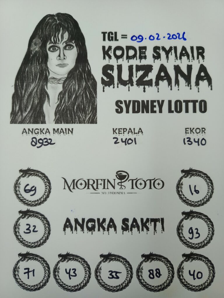 SYAIR TOGEL SUZANA SYDNEY LOTTO 09 FEBRUARI 2026