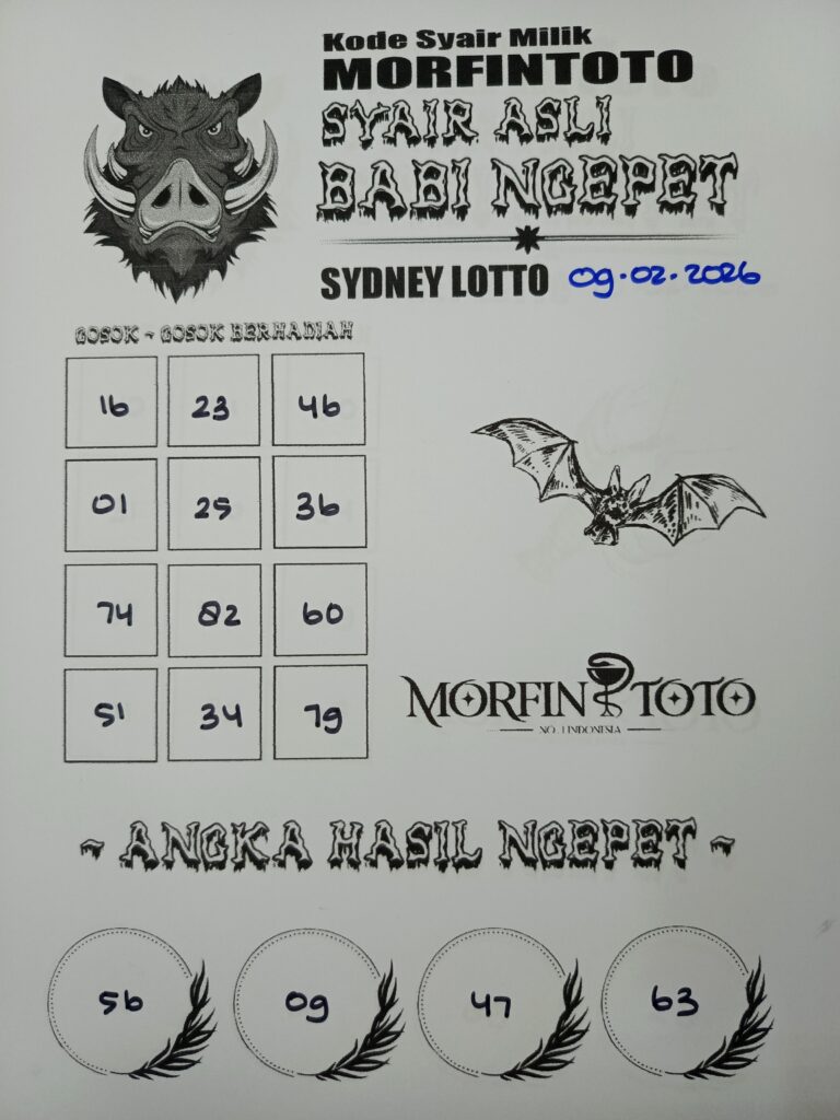 SYAIR TOGEL BABI NGEPET SYDNEY LOTTO 09 FEBRUARI 2026