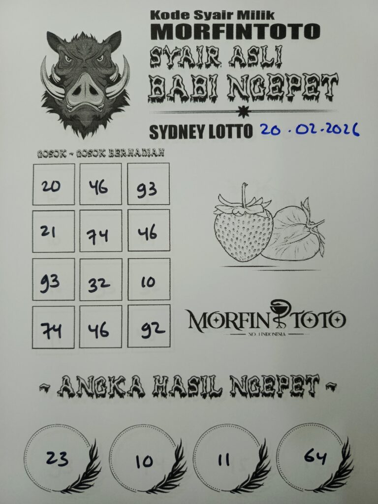 SYAIR TOGEL BABI NGEPET SYDNEY LOTTO 20 FEBRUARI 2026