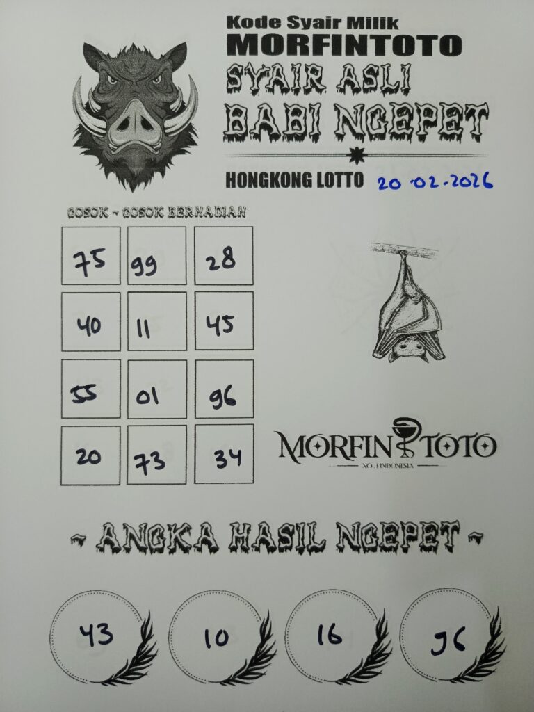 SYAIR TOGEL BABI NGEPET HONGKONG LOTTO 20 FEBRUARI 2026