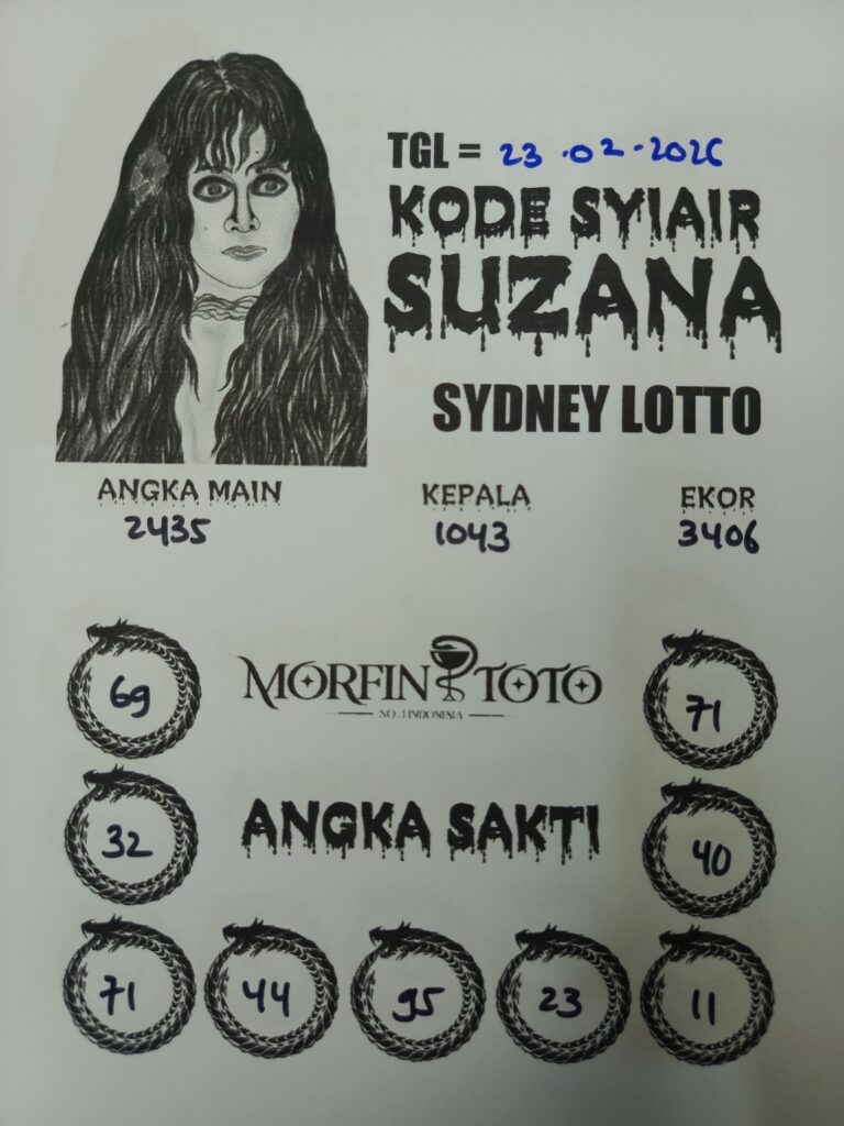 SYAIR TOGEL SUZANA SYDNEY LOTTO 23 FEBRUARI 2026