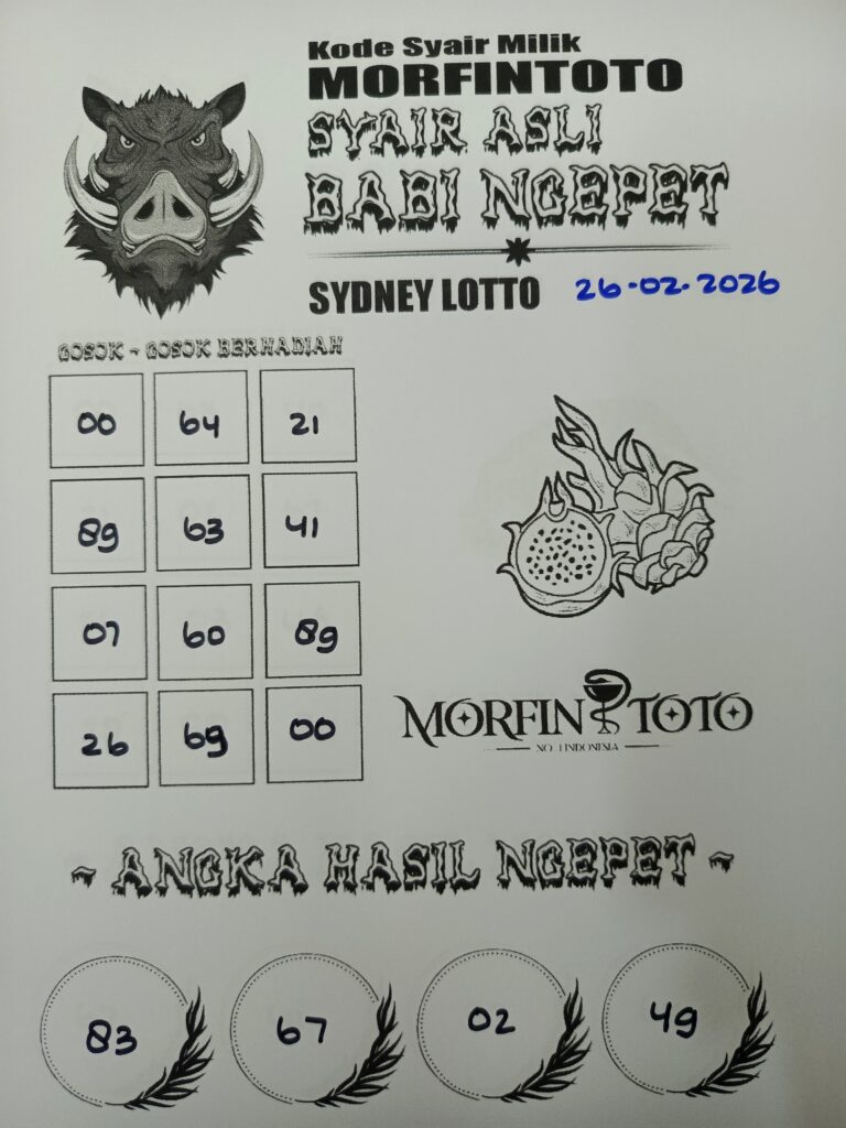 SYAIR TOGEL BABI NGEPET SYDNEY LOTTO 26 FEBRUARI 2026