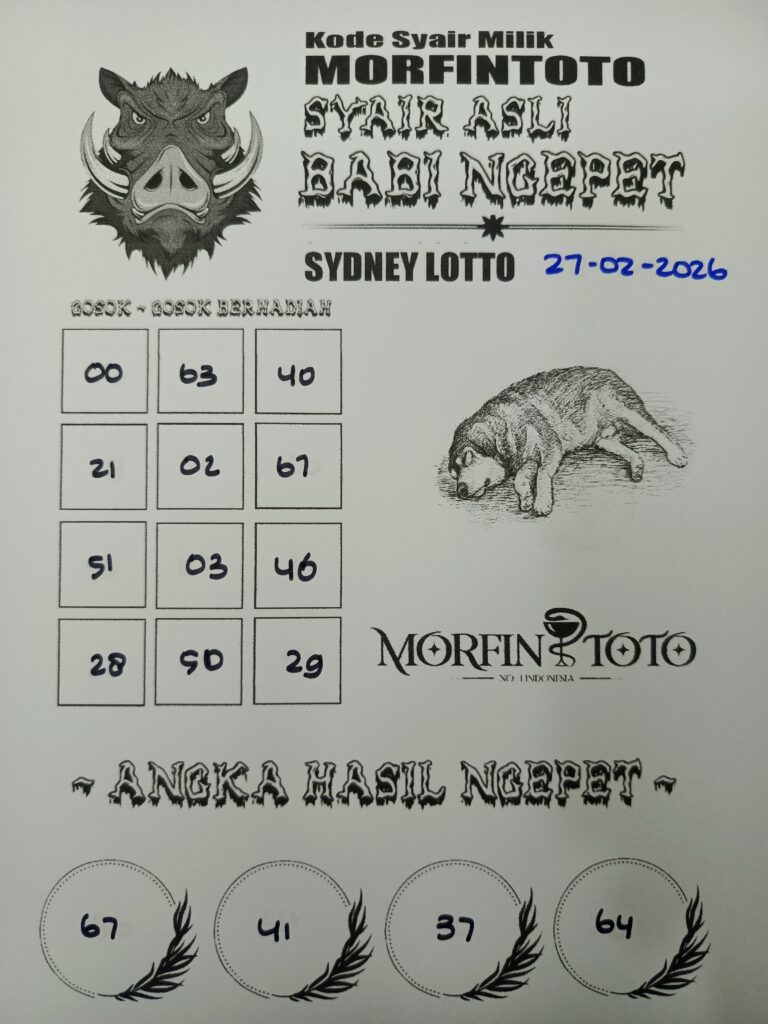 SYAIR TOGEL BABI NGEPET SYDNEY LOTTO 27 FEBRUARI 2026
