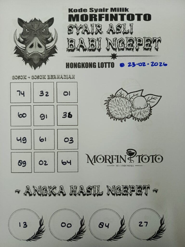 SYAIR TOGEL BABI NGEPET HONGKONG LOTTO 23 FEBRUARI 2026