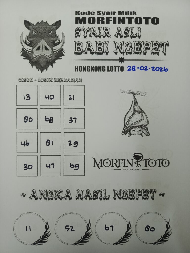 SYAIR TOGEL BABI NGEPET HONGKONG LOTTO 28 FEBRUARI 2026