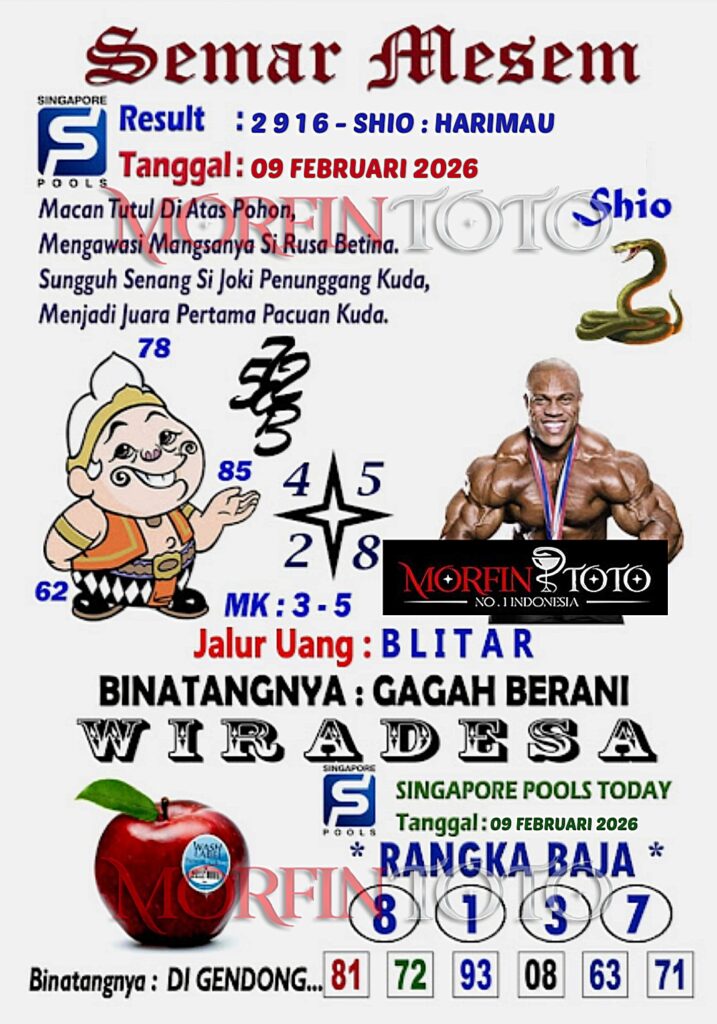 SYAIR TOGEL SINGAPORE SEMAR MESEM 09 MARET 2026