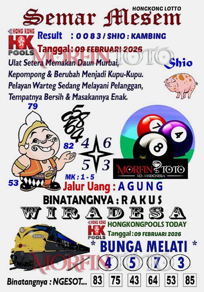 SYAIR TOGEL SEMAR MESEM  HONGKONG LOTTO 09 MARET 2026