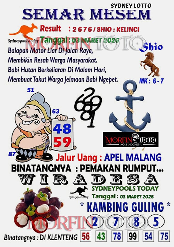 SYAIR TOGEL SEMAR MESEM SYDNEY LOTTO 03 MARET 2036