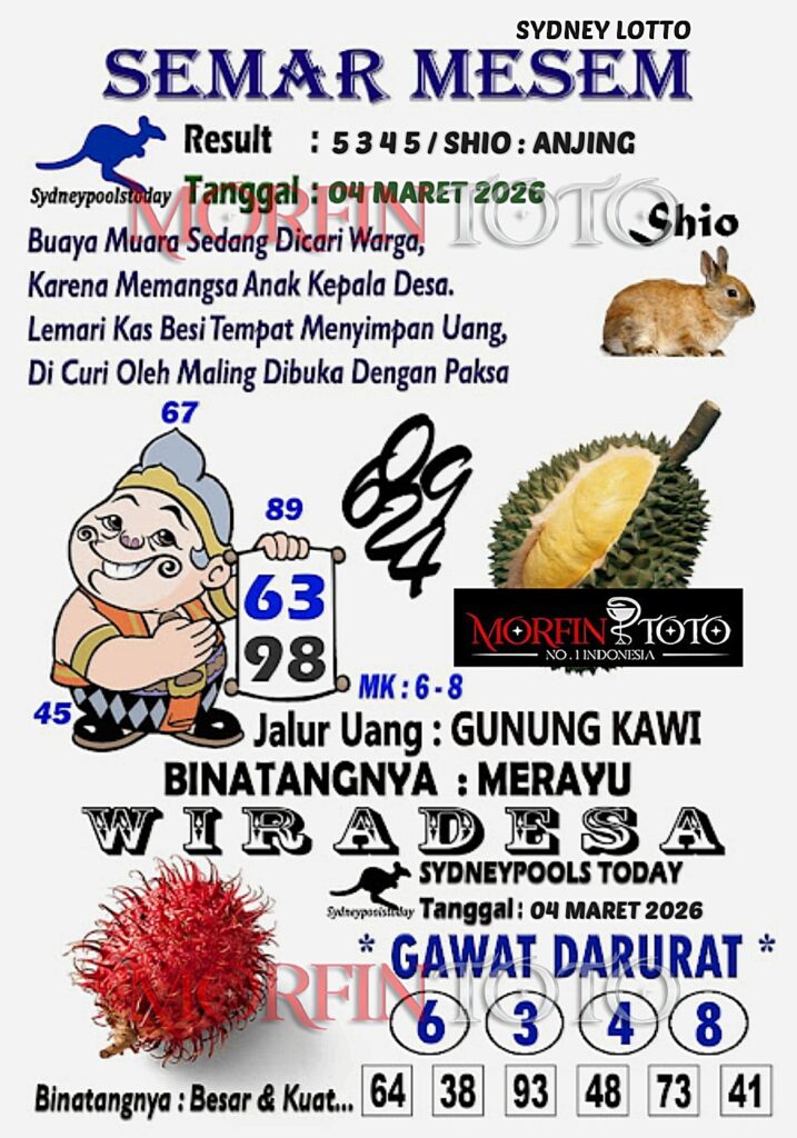SYAIR TOGEL SEMAR MESEM SYDNEY LOTTO 04 MARET 2046