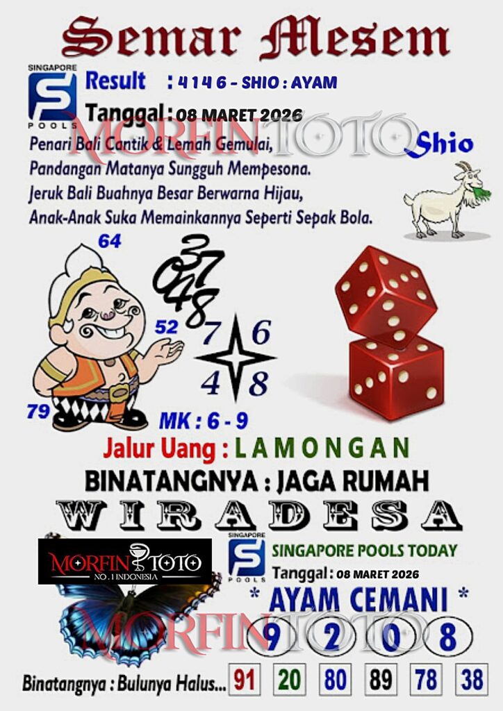 SYAIR TOGEL SINGAPORE SEMAR MESEM 08 MARET 2026