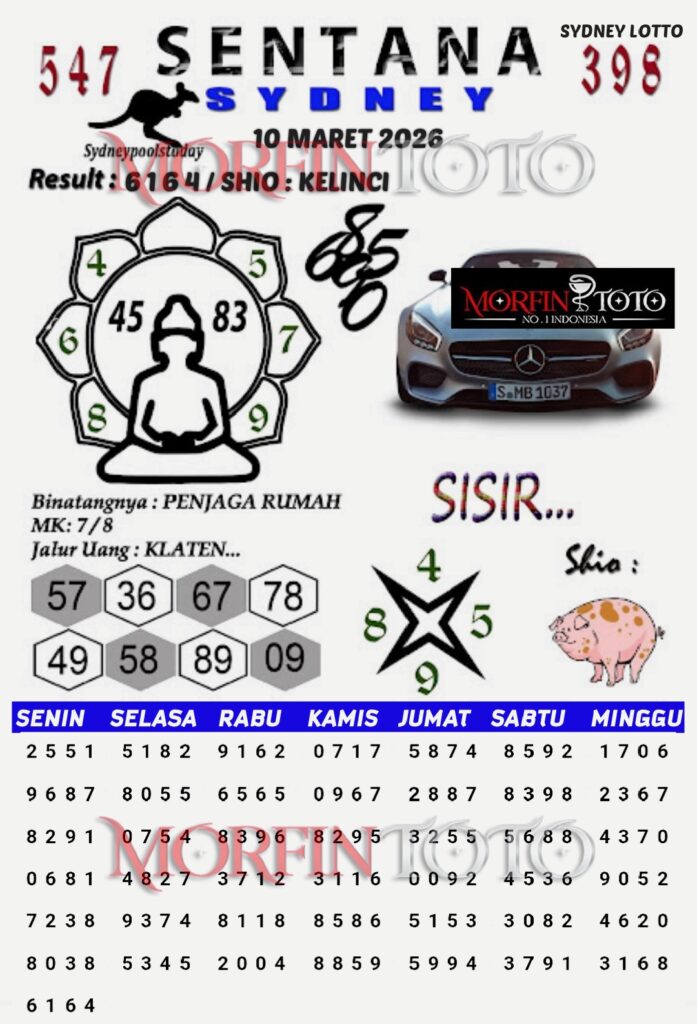 SYAIR TOGEL SENTANA SYDNEY LOTTO 10 MARET 2026