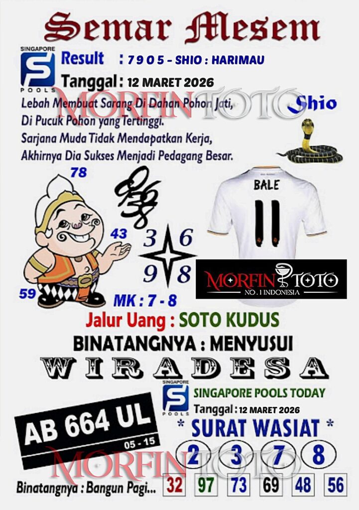 SYAIR TOGEL SINGAPORE SEMAR MESEM 12 MARET 2026