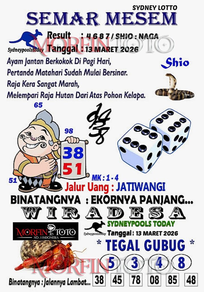 SYAIR TOGEL SEMAR MESEM SYDNEY LOTTO 13 MARET 2026