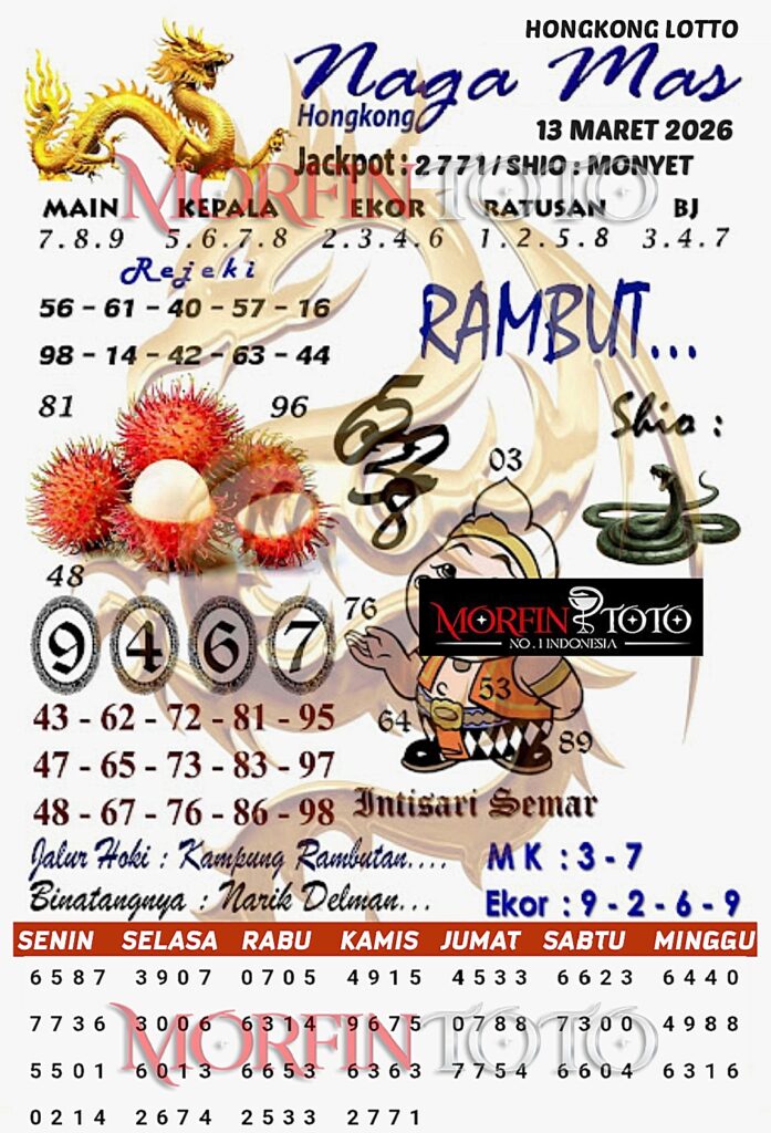 SYAIR TOGEL NAGA MAS  HONGKONG LOTTO 13 MARET 2026