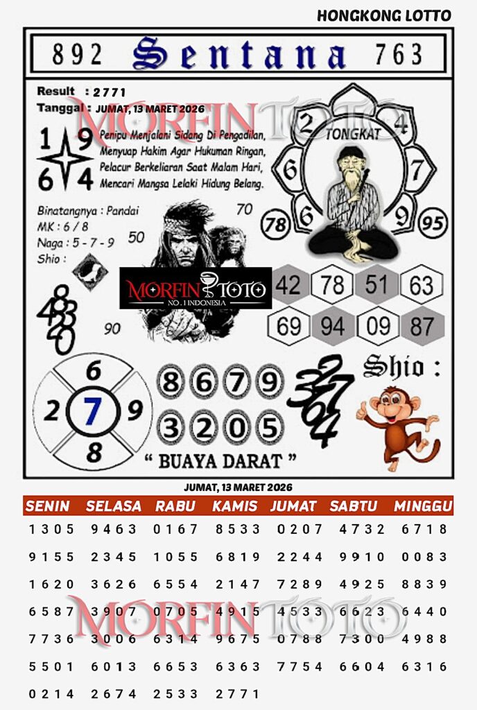 SYAIR TOGEL SENTANA  HONGKONG LOTTO 13 MARET 2026