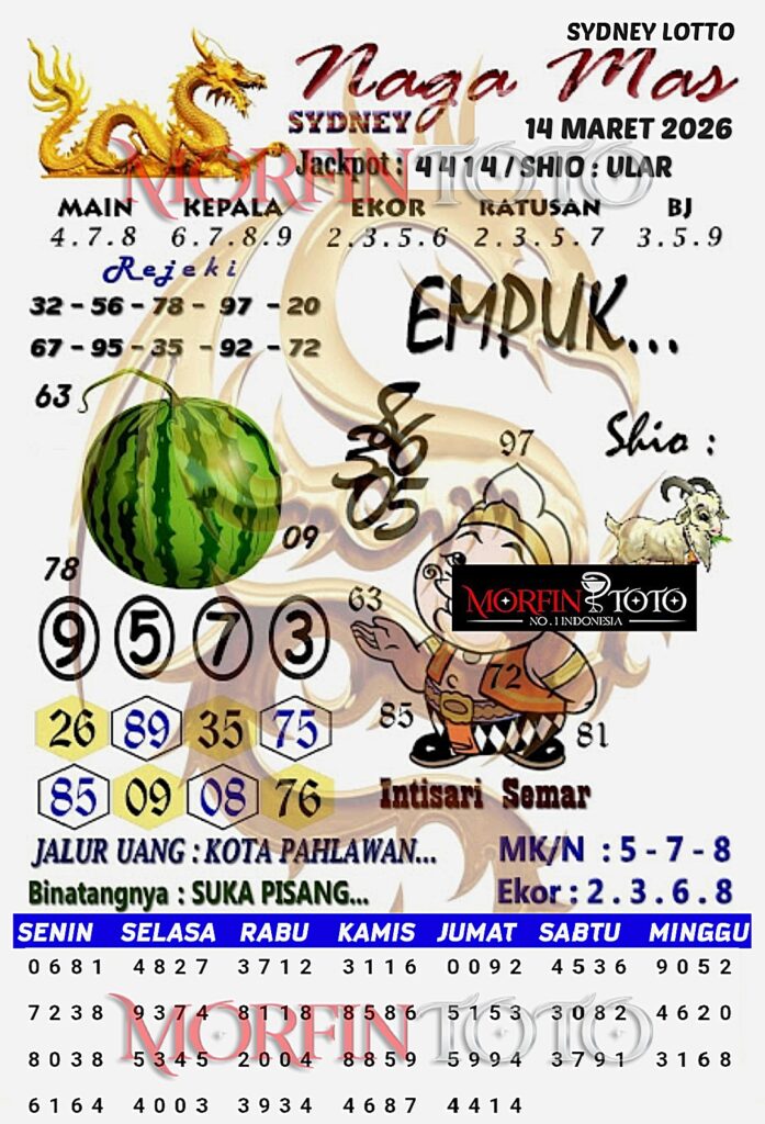 SYAIR TOGEL NAGA MAS SYDNEY LOTTO 14 MARET 2026
