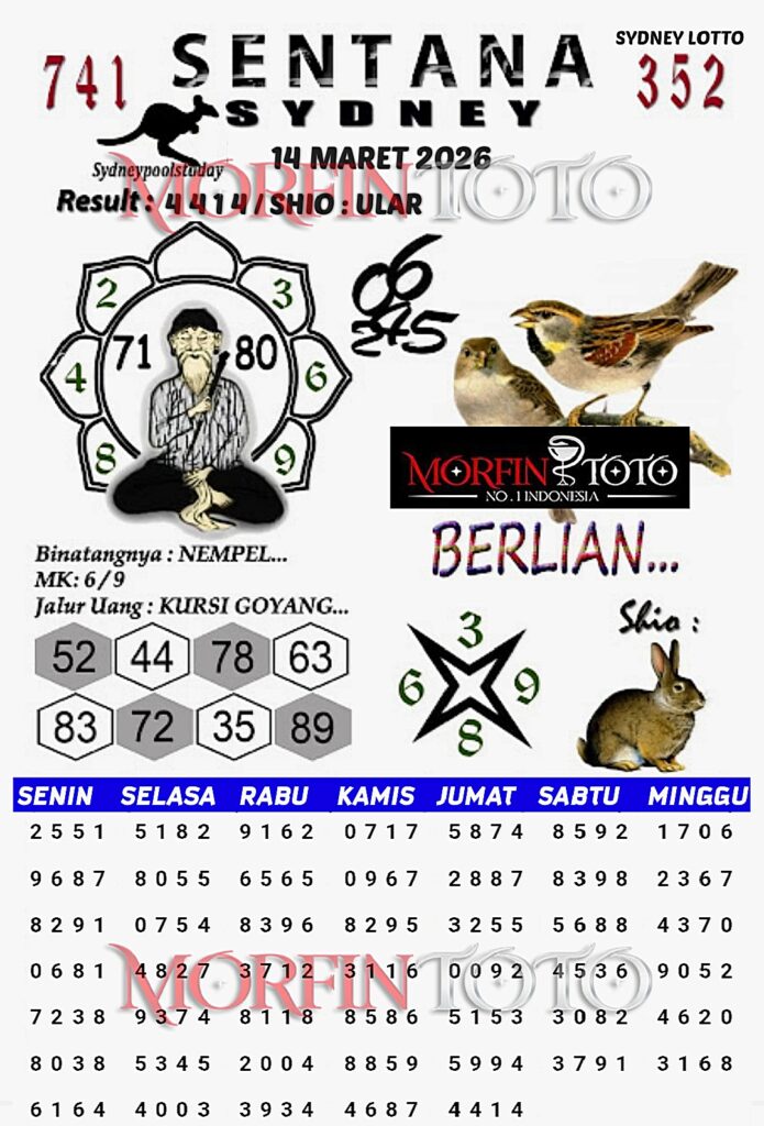 SYAIR TOGEL SENTANA SYDNEY LOTTO 14 MARET 2026