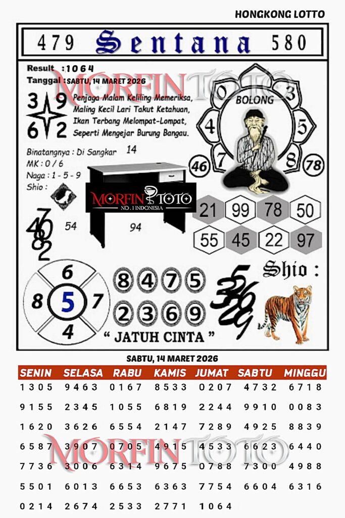 SYAIR TOGEL SENTANA  HONGKONG LOTTO 14 MARET 2026