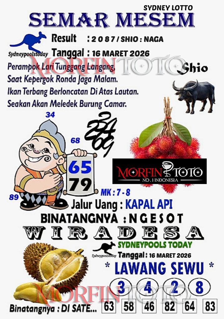 SYAIR TOGEL SEMAR MESEM SYDNEY LOTTO 16 MARET 2026