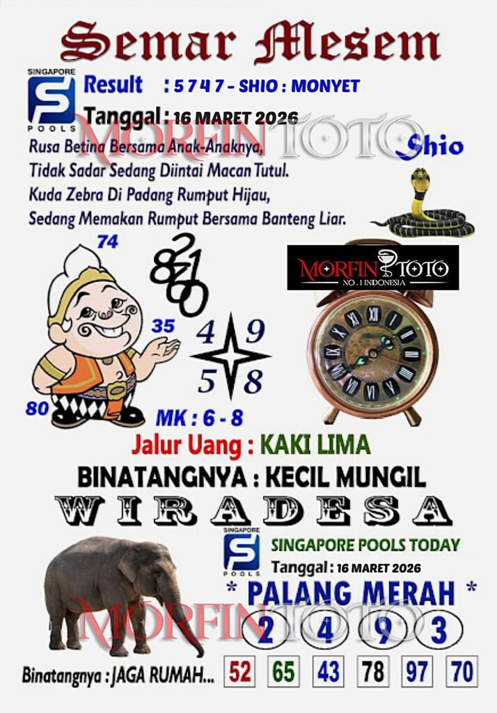 SYAIR TOGEL SINGAPORE SEMAR MESEM 16 MARET 2026