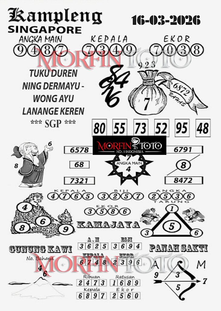 SYAIR TOGEL SINGAPORE KAMPLENG 16 MARET 2026