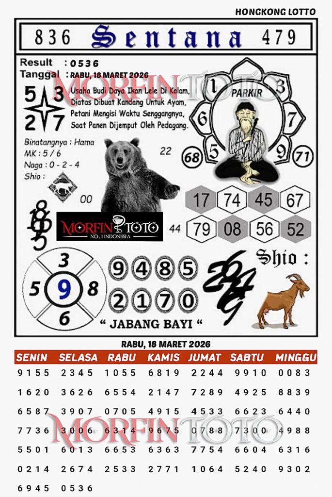 SYAIR TOGEL SENTANA  HONGKONG LOTTO 18 MARET 2026