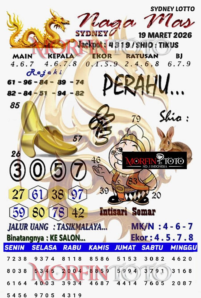 SYAIR TOGEL NAGA MAS SYDNEY LOTTO 19 MARET 2026