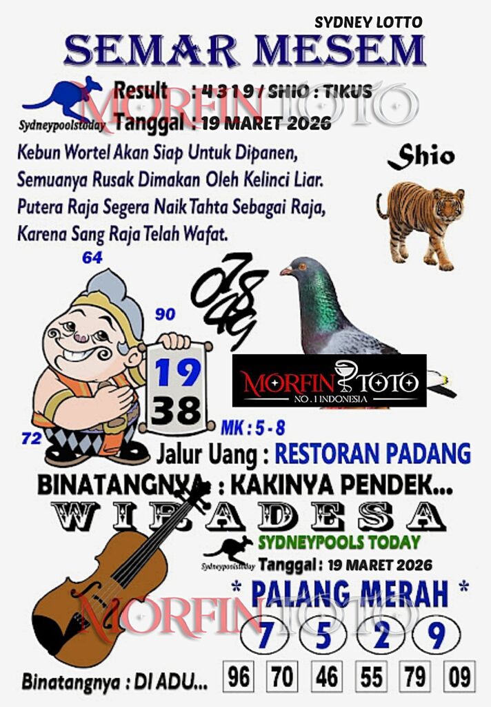 SYAIR TOGEL SEMAR MESEM SYDNEY LOTTO 19 MARET 2026