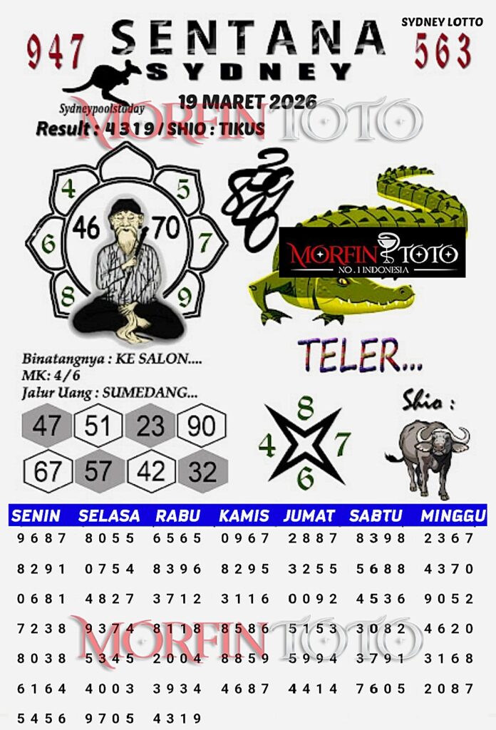SYAIR TOGEL SENTANA SYDNEY LOTTO 19 MARET 2026