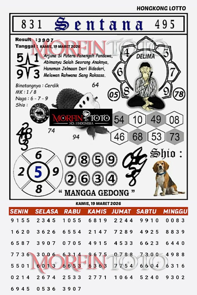 SYAIR TOGEL SENTANA  HONGKONG LOTTO 19 MARET 2026