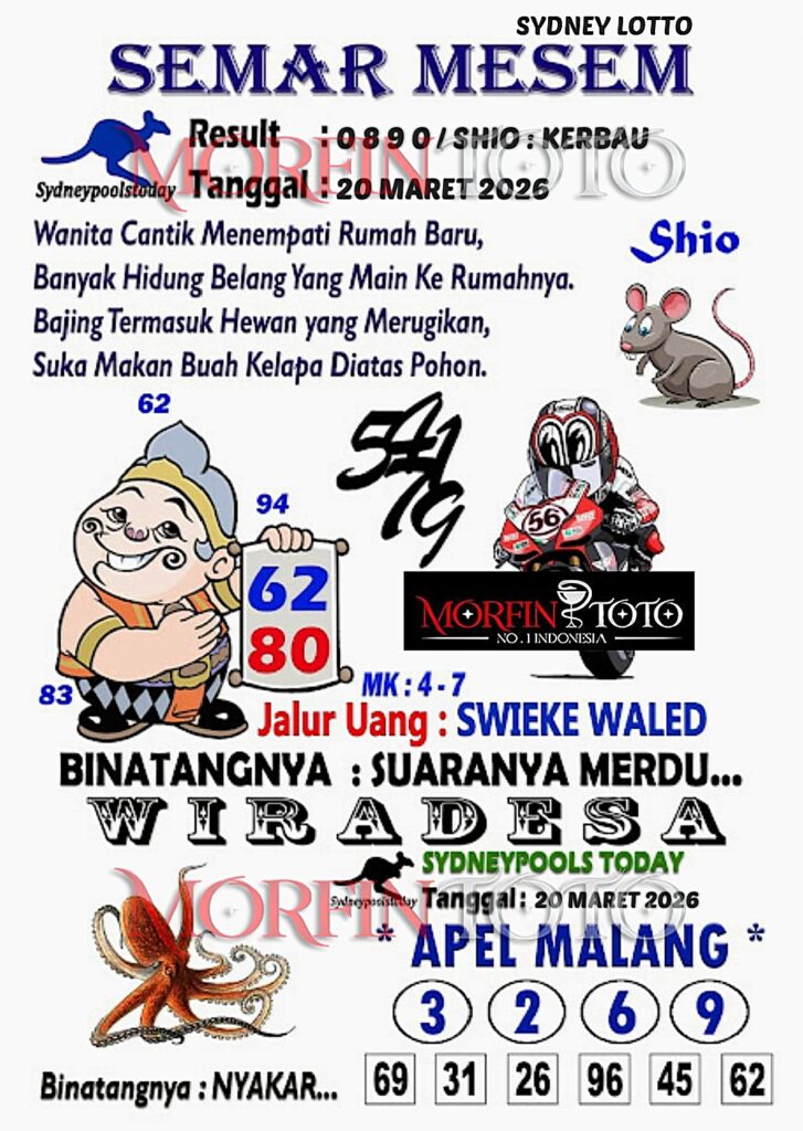 SYAIR TOGEL SEMAR MESEM SYDNEY LOTTO 20 MARET 2026