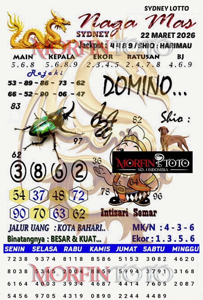 SYAIR TOGEL NAGA MAS SYDNEY LOTTO 22 MARET 2026
