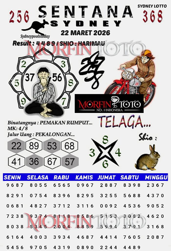 SYAIR TOGEL SENTANA SYDNEY LOTTO 22 MARET 2026