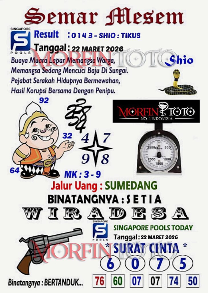 SYAIR TOGEL SINGAPORE SEMAR MESEM 22 MARET 2026