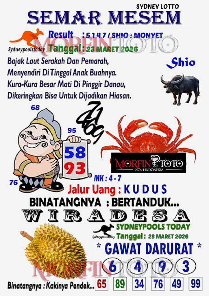 SYAIR TOGEL SEMAR MESEM SYDNEY LOTTO 23 MARET 2026