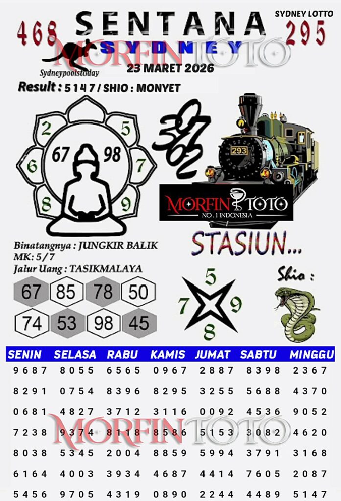 SYAIR TOGEL SENTANA SYDNEY LOTTO 23 MARET 2026